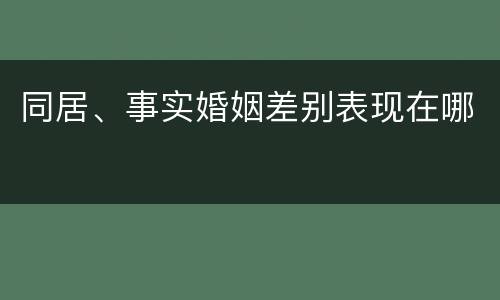 同居、事实婚姻差别表现在哪