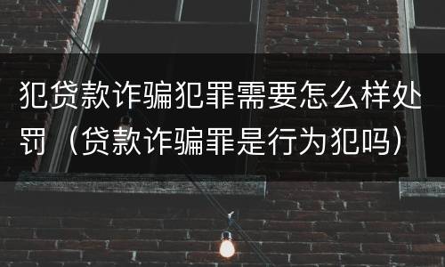 犯贷款诈骗犯罪需要怎么样处罚（贷款诈骗罪是行为犯吗）