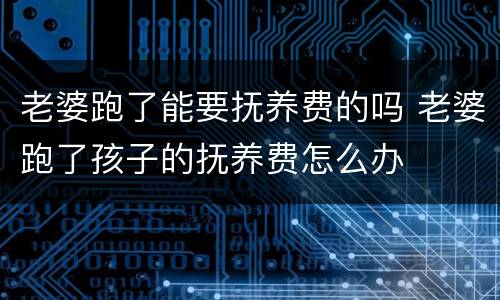 老婆跑了能要抚养费的吗 老婆跑了孩子的抚养费怎么办