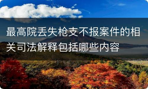 最高院丢失枪支不报案件的相关司法解释包括哪些内容