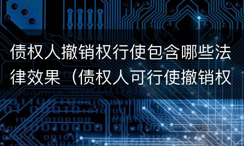 债权人撤销权行使包含哪些法律效果（债权人可行使撤销权的是）