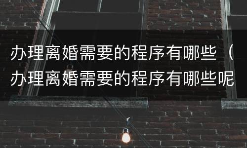 办理离婚需要的程序有哪些（办理离婚需要的程序有哪些呢）