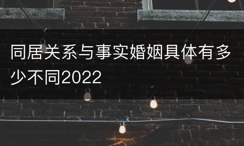 同居关系与事实婚姻具体有多少不同2022