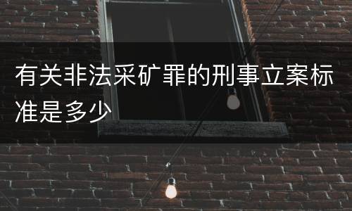 有关非法采矿罪的刑事立案标准是多少