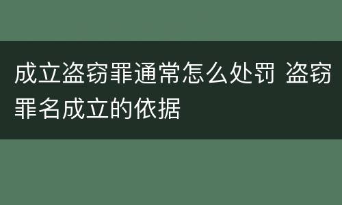 成立盗窃罪通常怎么处罚 盗窃罪名成立的依据