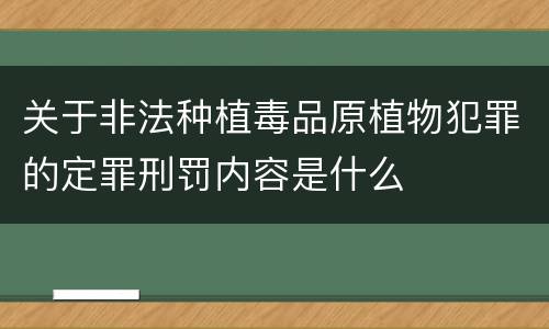 关于非法种植毒品原植物犯罪的定罪刑罚内容是什么