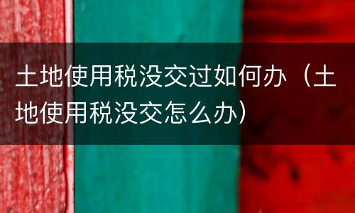 土地使用税没交过如何办（土地使用税没交怎么办）