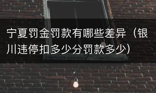 宁夏罚金罚款有哪些差异（银川违停扣多少分罚款多少）