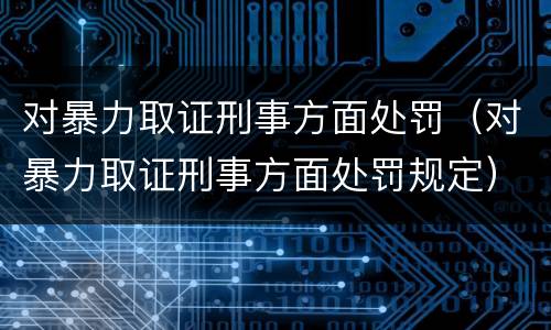 对暴力取证刑事方面处罚（对暴力取证刑事方面处罚规定）