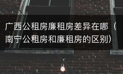 广西公租房廉租房差异在哪（南宁公租房和廉租房的区别）