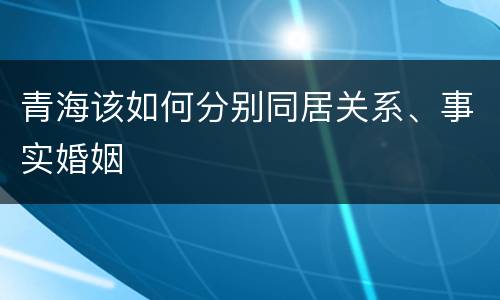 青海该如何分别同居关系、事实婚姻