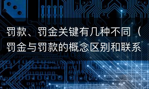 罚款、罚金关键有几种不同（罚金与罚款的概念区别和联系）