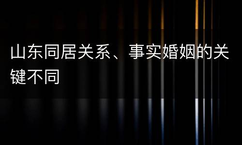 山东同居关系、事实婚姻的关键不同