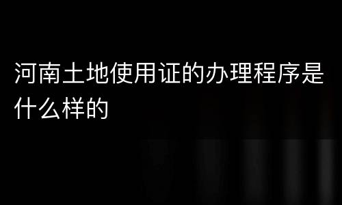 河南土地使用证的办理程序是什么样的