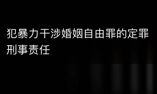 犯暴力干涉婚姻自由罪的定罪刑事责任