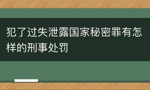 犯了过失泄露国家秘密罪有怎样的刑事处罚