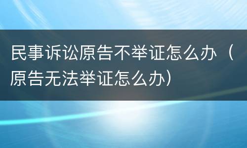 民事诉讼原告不举证怎么办（原告无法举证怎么办）