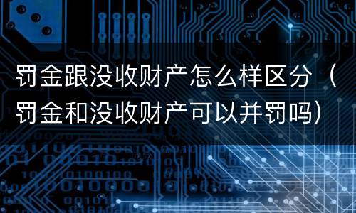 罚金跟没收财产怎么样区分（罚金和没收财产可以并罚吗）