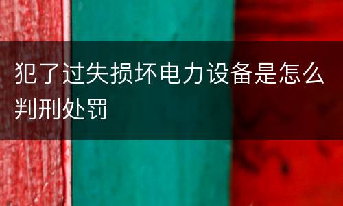 犯了过失损坏电力设备是怎么判刑处罚