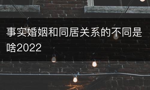 事实婚姻和同居关系的不同是啥2022