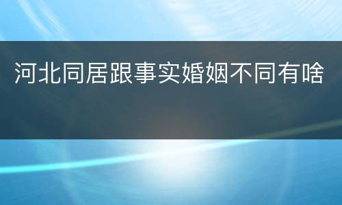 河北同居跟事实婚姻不同有啥