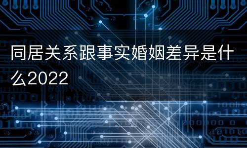 同居关系跟事实婚姻差异是什么2022