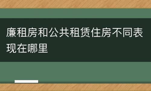 廉租房和公共租赁住房不同表现在哪里