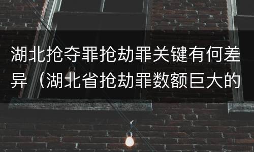 湖北抢夺罪抢劫罪关键有何差异（湖北省抢劫罪数额巨大的标准）