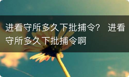 进看守所多久下批捕令？ 进看守所多久下批捕令啊