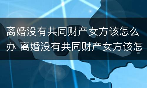 离婚没有共同财产女方该怎么办 离婚没有共同财产女方该怎么办理